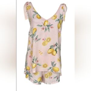 Flora Lemon Print Pink Sleepwear Set Small
